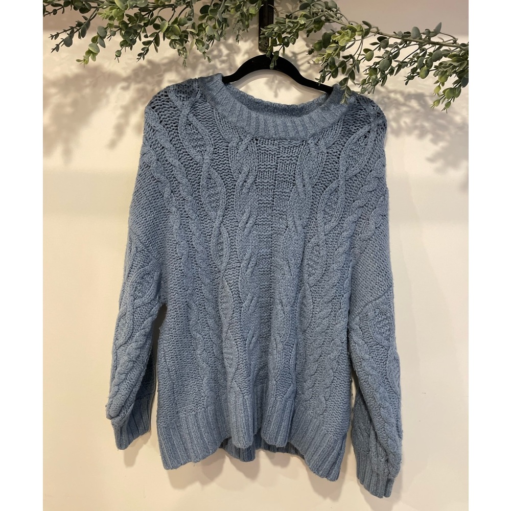 American Eagle Outfitters Blue Cable-knit Sweater